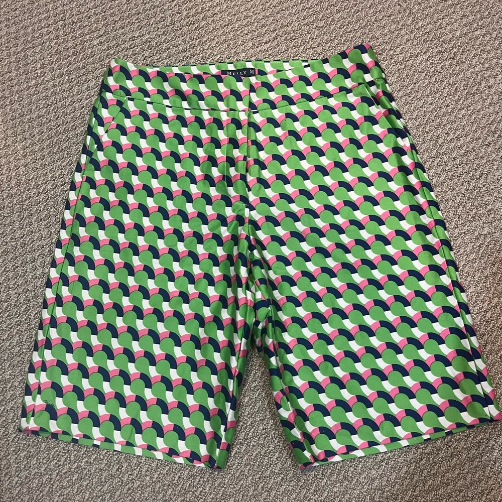 Melly M Vibrant Green Patterned Shorts size 10